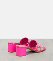 Valentino Garavani Toile Iconographe 60 Mule Sandals in Canvas & Leather Pink - 3