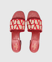 	 Valentino Garavani Toile Iconographe 60 Mule Sandals in Canvas & Leather Red - 3