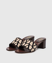 	 Valentino Garavani Toile Iconographe 60 Mule Sandals in Canvas & Leather Black - 1