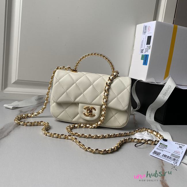 	 Chanel CF Mini 24s Top Handle Bag in White - 12×19×6cm - 1