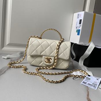 	 Chanel CF Mini 24s Top Handle Bag in White - 12×19×6cm