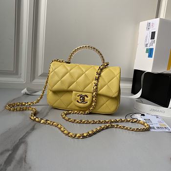 	 Chanel CF Mini 24s Top Handle Bag in Yellow - 12×19×6cm