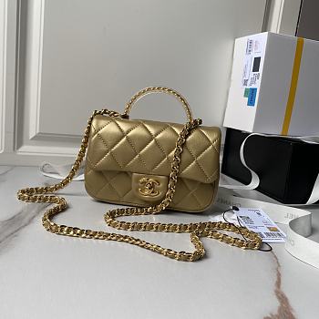 	 Chanel CF Mini 24s Top Handle Bag in Gold - 12×19×6cm