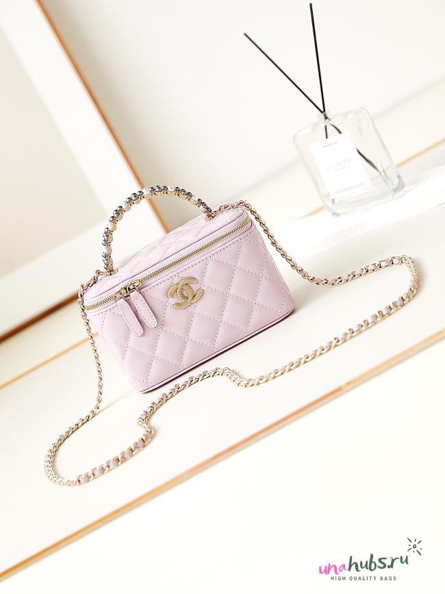 	 Chanel Vanity Shoulder Bag With Handle In Pink - 10-17-8cm - 1