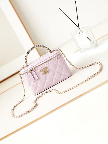 	 Chanel Vanity Shoulder Bag With Handle In Pink - 10-17-8cm