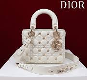 Dior Small Lady Dior My ABCDior Bag White with Gold-Finish Zodiac Sign Studs  - 1