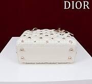 Dior Small Lady Dior My ABCDior Bag White with Gold-Finish Zodiac Sign Studs  - 6