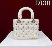 Dior Small Lady Dior My ABCDior Bag White with Gold-Finish Zodiac Sign Studs  - 4