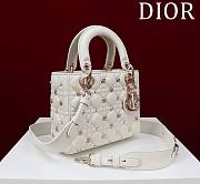 Dior Small Lady Dior My ABCDior Bag White with Gold-Finish Zodiac Sign Studs  - 2