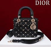 	 Dior Small Lady Dior My ABCDior Bag Black with Gold-Finish Zodiac Sign Studs - 1