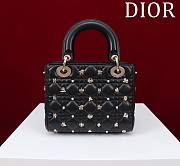 	 Dior Small Lady Dior My ABCDior Bag Black with Gold-Finish Zodiac Sign Studs - 3