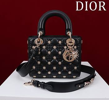 	 Dior Small Lady Dior My ABCDior Bag Black with Gold-Finish Sun Studs