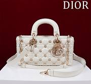 	 Dior Medium Lady D-Joy White Bag with Gold-Finish Sun Studs - 26 x 13.5 x 5 cm - 1