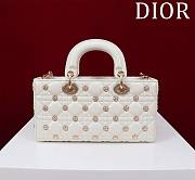 	 Dior Medium Lady D-Joy White Bag with Gold-Finish Sun Studs - 26 x 13.5 x 5 cm - 6