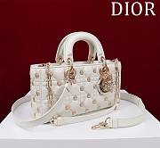 	 Dior Medium Lady D-Joy White Bag with Gold-Finish Sun Studs - 26 x 13.5 x 5 cm - 3