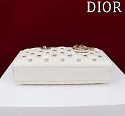 	 Dior Medium Lady D-Joy White Bag with Gold-Finish Sun Studs - 26 x 13.5 x 5 cm - 4