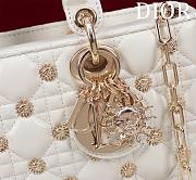 	 Dior Medium Lady D-Joy White Bag with Gold-Finish Sun Studs - 26 x 13.5 x 5 cm - 2