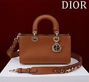 Dior Medium Lady D-Sire Powder Brown Bull Leather - 26cm - 1