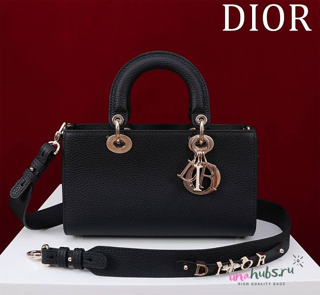 Dior Medium Lady D-Sire Powder Black Bull Leather - 26cm - 1