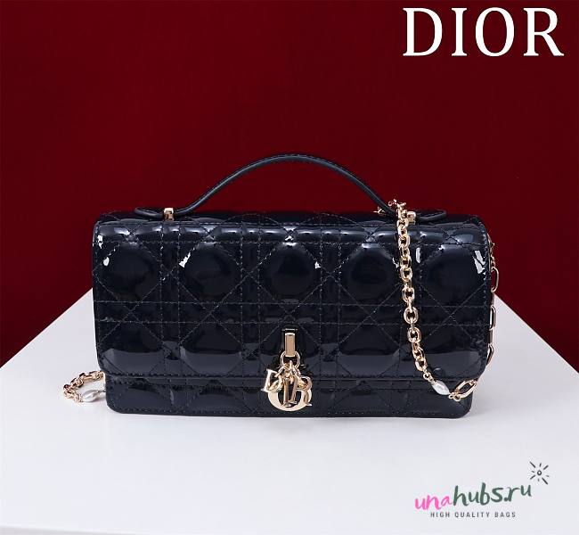 Dior My Dior Blue Patent Leather Bag - 21*11.5*4.5cm - 1