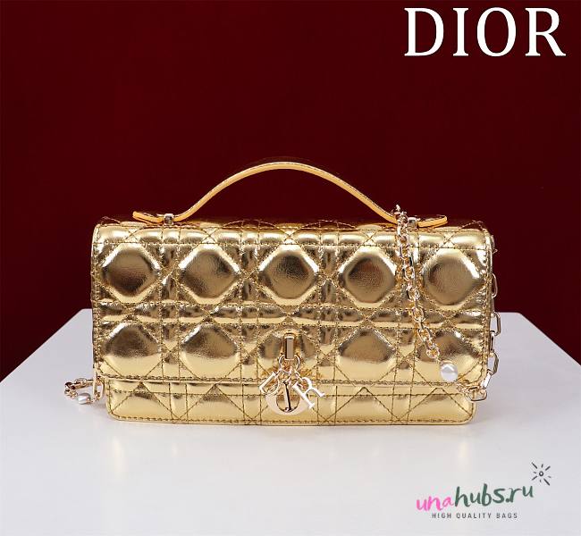 	 Dior My Dior Gold Patent Leather Bag - 21*11.5*4.5cm - 1