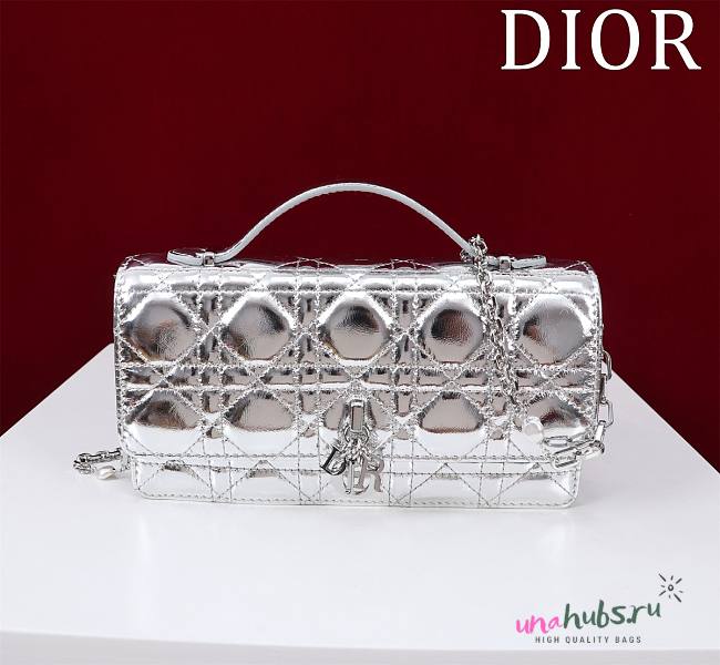 	 Dior My Dior Silver Patent Leather Bag - 21*11.5*4.5cm - 1