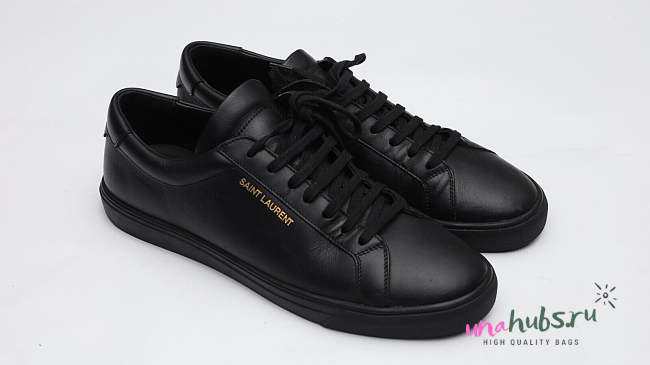 YSL Black Leather Andy Low Top Sneakers - 1