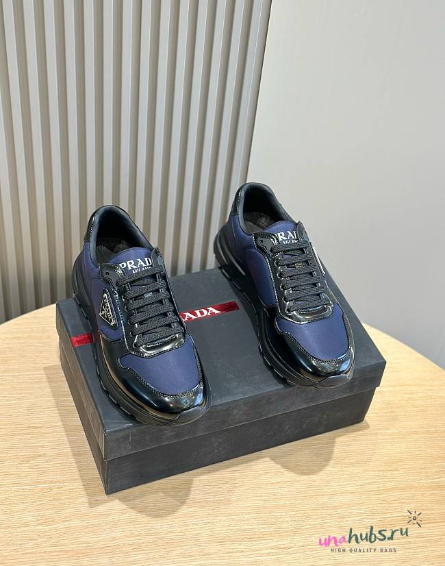 Prada Re-Nylon and brushed leather sneakers blue - 1