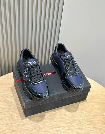 Prada Re-Nylon and brushed leather sneakers blue