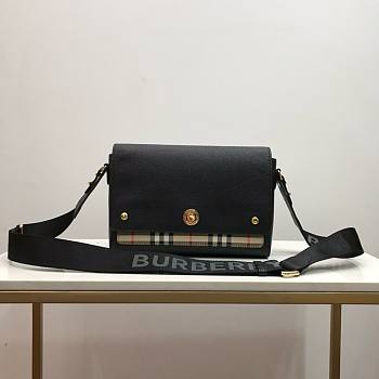 Burberry Medium Vintage Black Check Note Shoulder Bag - 25x18x8.5cm
