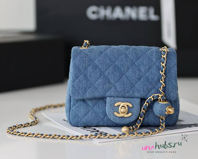 Chanel Flap Bag Denim Dark Blue - 17cm - 1