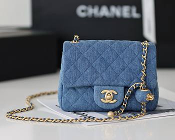 Chanel Flap Bag Denim Dark Blue - 17cm