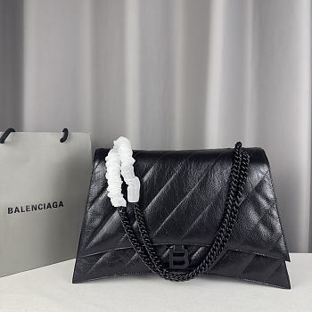 Balenciaga Hourglass Crush Black Bag - 40x15x11cm