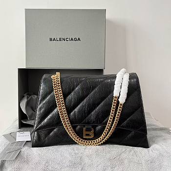 	 Balenciaga Hourglass Crush Black Bag Gold Chain 02 - 40x15x11cm