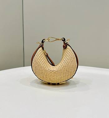 Fendi Fendigraphy In Woven Natural Straw - 16.5x14x5cm