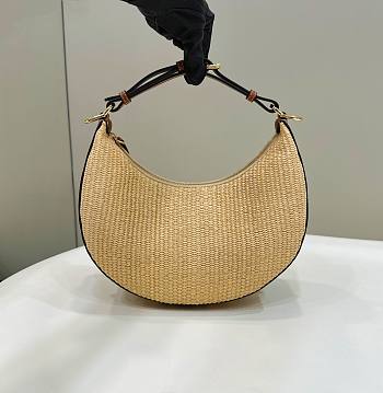 	 Fendi Fendigraphy In Woven Natural Straw - 29x24.5x10cm