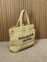 YSL RIVE GAUCHE TOTE BAG IN RAFFIA AND LEATHER - 38×35×14.5cm - 4