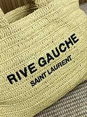 YSL RIVE GAUCHE TOTE BAG IN RAFFIA AND LEATHER - 38×35×14.5cm - 3