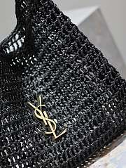 YSL Oxalis Black Raffia Tote - 37×40×3cm - 6