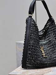 YSL Oxalis Black Raffia Tote - 37×40×3cm - 5