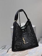 YSL Oxalis Black Raffia Tote - 37×40×3cm - 4