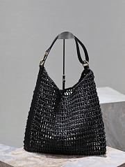 YSL Oxalis Black Raffia Tote - 37×40×3cm - 2