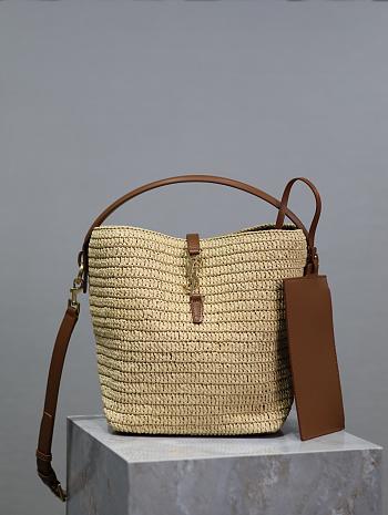 YSL Le 37 Raffia Beige Tote - 20×25×16cm