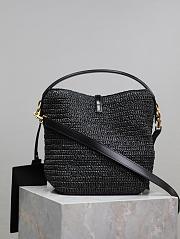 	 YSL Le 37 Raffia Black Tote - 20×25×16cm - 6