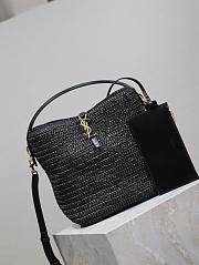 	 YSL Le 37 Raffia Black Tote - 20×25×16cm - 5