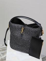 	 YSL Le 37 Raffia Black Tote - 20×25×16cm - 4