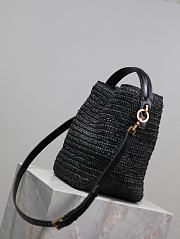 	 YSL Le 37 Raffia Black Tote - 20×25×16cm - 3