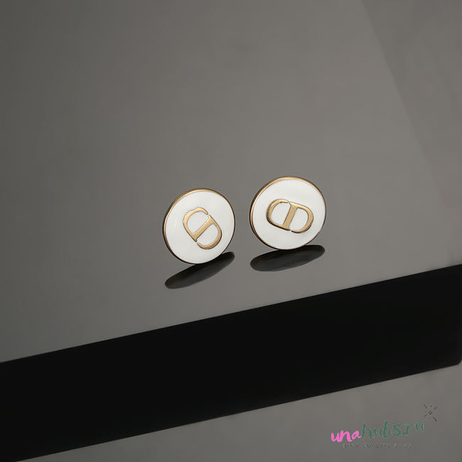 Dior CD White Stud Earrings - 1