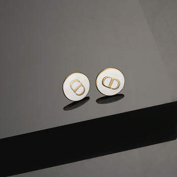 Dior CD White Stud Earrings