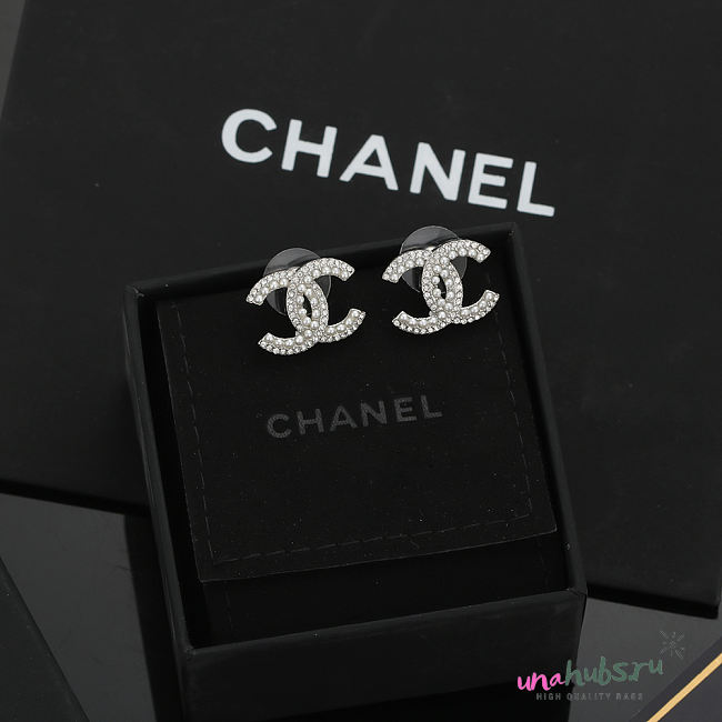 Chanel Black & Diamond CC Earrings - 1